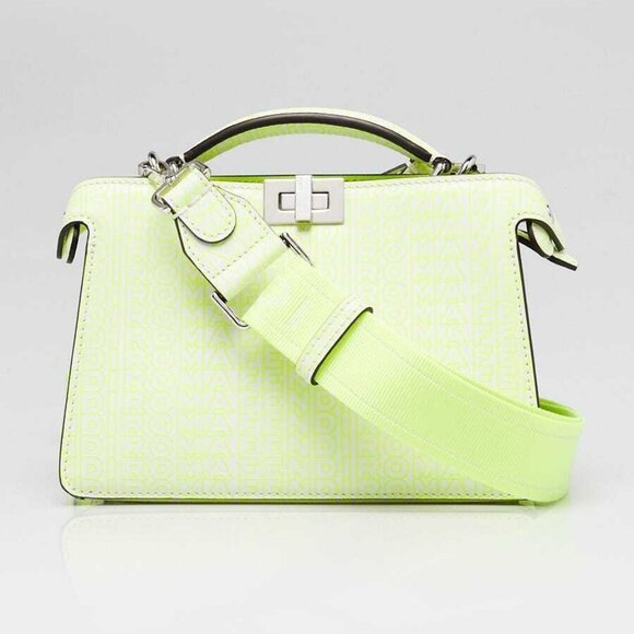 Fendi x Marc Jacobs Neon Yellow Embossed Leather Small Peekaboo Iseeu XCross - Picture 1 of 11